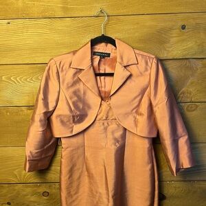 Adrianna Dress Dusty Rose Pink Satin Chemise Sweetheart Neckline Jacket cocktail